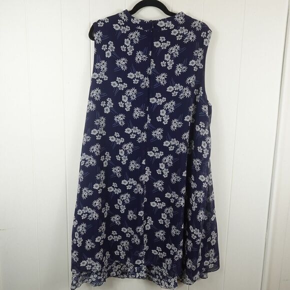 Jessica Howard Womens Plus Blue Floral Ruched Shift Dress Size 22W - Picture 4 of 11